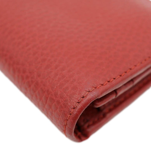 GUCCI GG Marmont Pebbled Leather Wallet Red