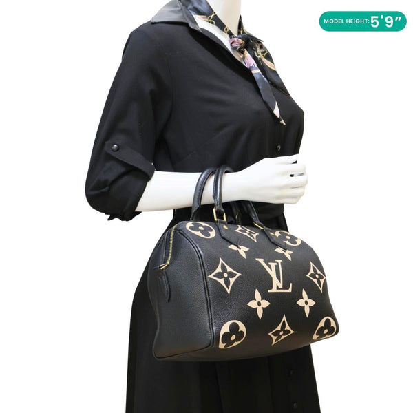 LOUIS VUITTON Speedy 25 Bandouliere Monogram Empreinte Leather Crossbody Bag Bicolor