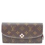LOUIS VUITTON Emilie Bloom Flowers Monogram Canvas Wallet Rose Ballerine