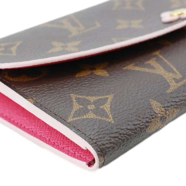 LOUIS VUITTON Emilie Bloom Flowers Monogram Canvas Wallet Rose Ballerine