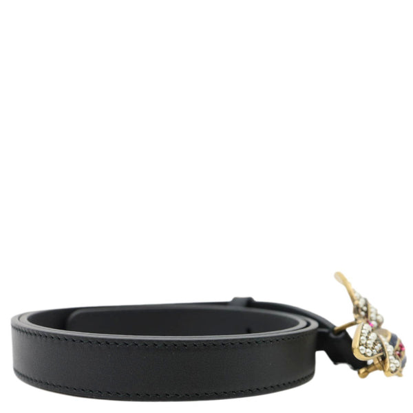 GUCCI Queen Margaret Bee Leather Belt Black 476452 Size 80/32