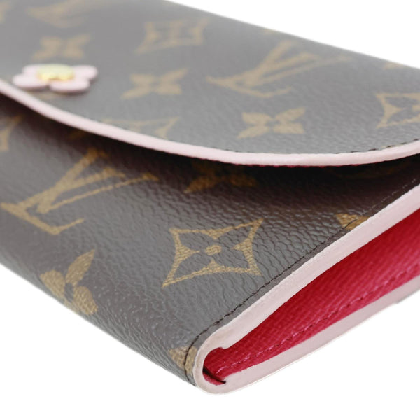 LOUIS VUITTON Emilie Bloom Flowers Monogram Canvas Wallet Rose Ballerine