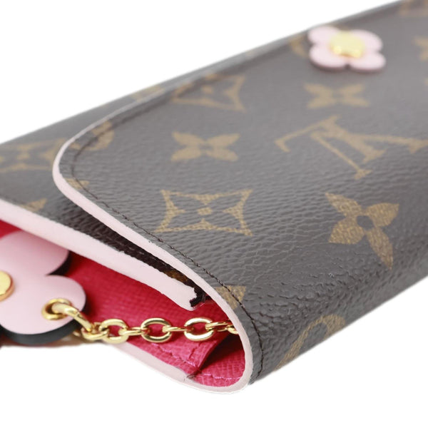 LOUIS VUITTON Emilie Bloom Flowers Monogram Canvas Wallet Rose Ballerine