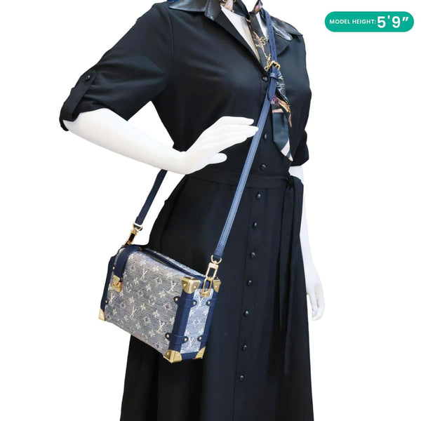 LOUIS VUITTON Side Trunk MM Monoglam Canvas Crossbody Bag Blue