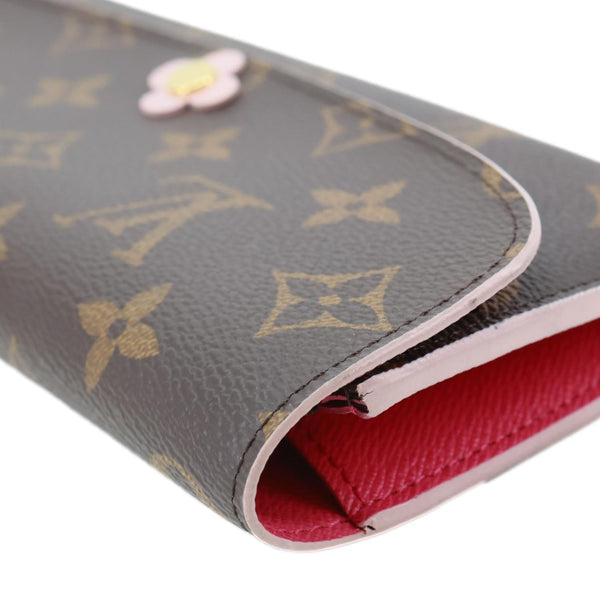 LOUIS VUITTON Emilie Bloom Flowers Monogram Canvas Wallet Rose Ballerine