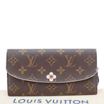 LOUIS VUITTON Emilie Bloom Flowers Monogram Canvas Wallet Rose Ballerine