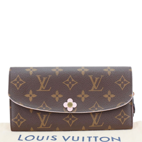 LOUIS VUITTON Emilie Bloom Flowers Monogram Canvas Wallet Rose Ballerine