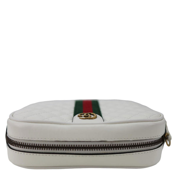 GUCCI Trapuntata GG Web Quilted Leather Crossbody Bag White 536441