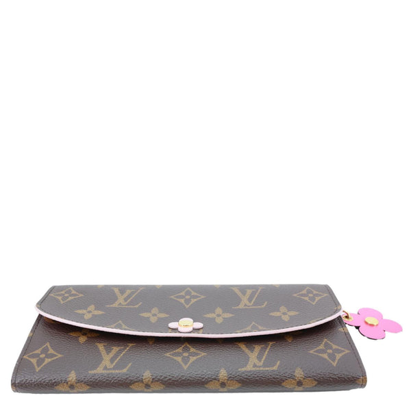LOUIS VUITTON Emilie Bloom Flowers Monogram Canvas Wallet Rose Ballerine