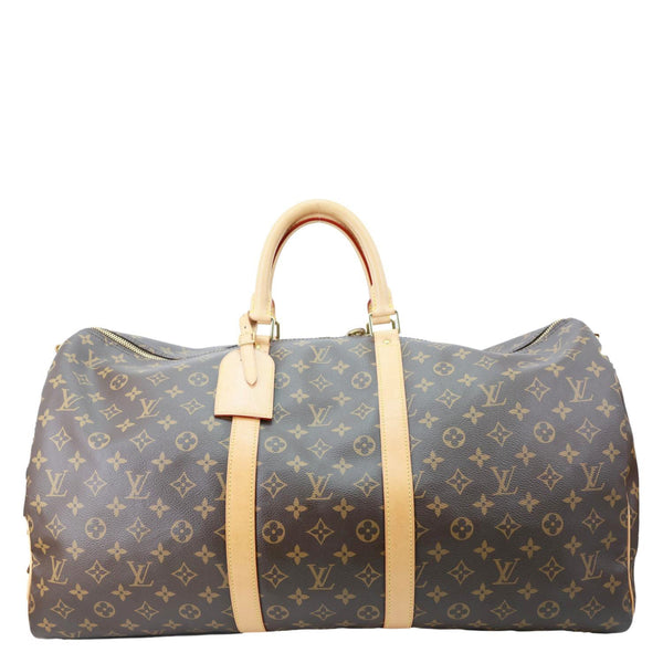 LOUIS VUITTON Keepall 55 Bandouliere Monogram Canvas Travel Bag Brown