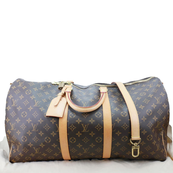 LOUIS VUITTON Keepall 55 Bandouliere Monogram Canvas Travel Bag Brown