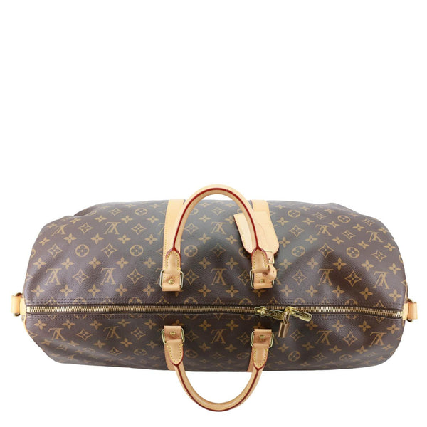 LOUIS VUITTON Keepall 55 Bandouliere Monogram Canvas Travel Bag Brown