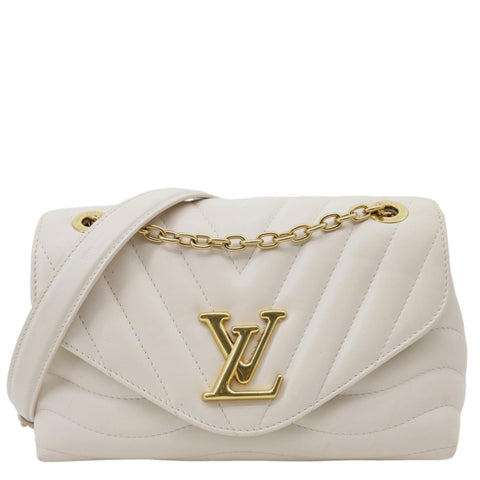 LOUIS VUITTON New Wave Chain MM Calfskin Leather Shoulder Bag Off White