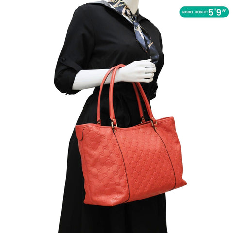 GUCCI Joy Medium GG Leather Tote Bag Red 265695