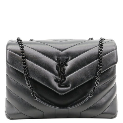 YVES SAINT LAURENT Loulou Quilted Calfskin Leather Shoulder Bag Black
