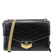 CHANEL Medal Flap Calfskin Chevron Quilted Leather Shoulder Bag Black