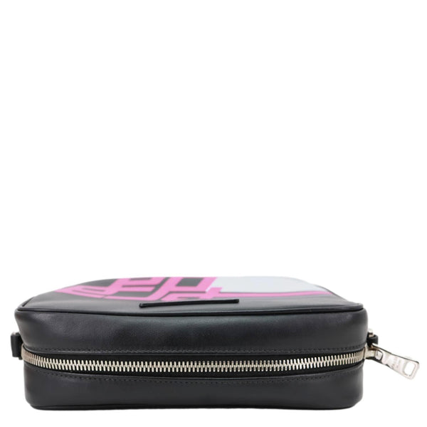 PRADA City Racing Logo Bandoliera Calf Leather Crossbody Bag Black
