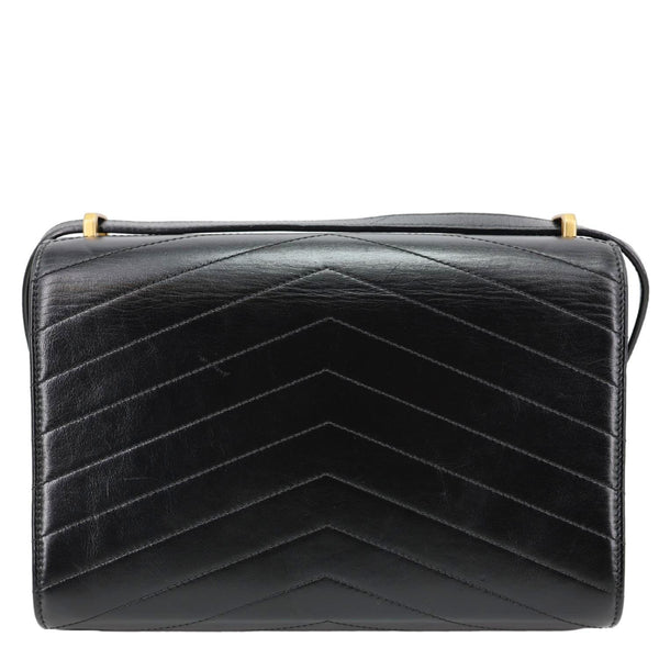 CHANEL Medal Flap Calfskin Chevron Quilted Leather Shoulder Bag Black