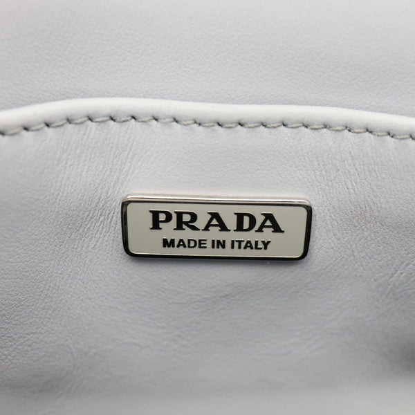 PRADA Mini Spazzolato Leather Tote Bag Grey