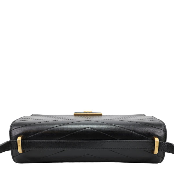 CHANEL Medal Flap Calfskin Chevron Quilted Leather Shoulder Bag Black
