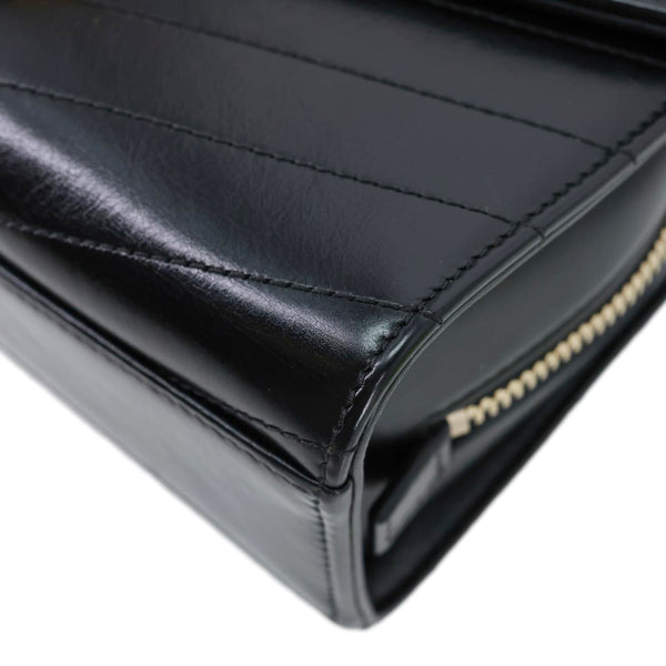 CHANEL Medal Flap Calfskin Chevron Quilted Leather Shoulder Bag Black