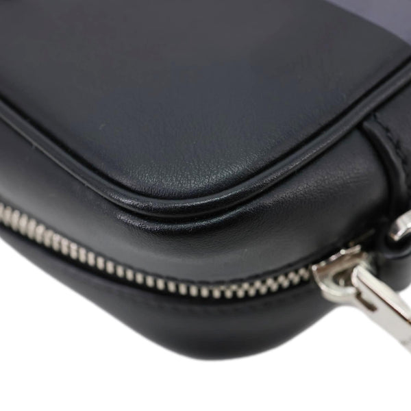 PRADA City Racing Logo Bandoliera Calf Leather Crossbody Bag Black