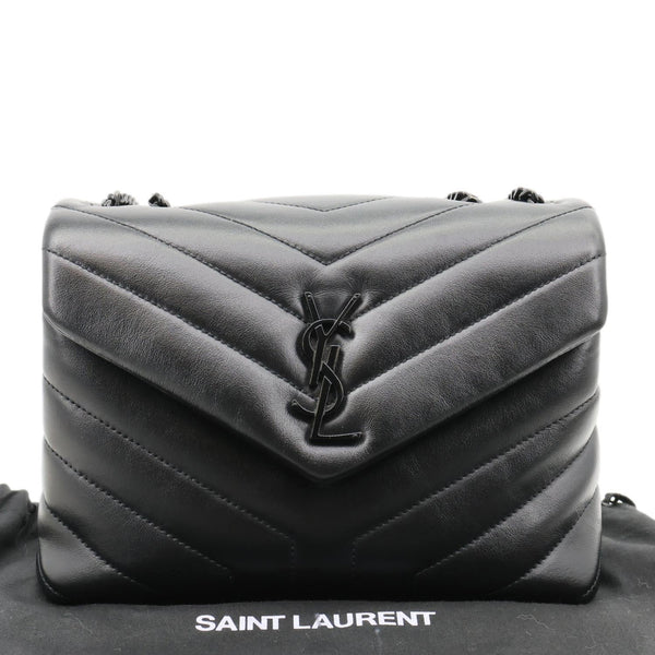 YVES SAINT LAURENT Loulou Quilted Calfskin Leather Shoulder Bag Black