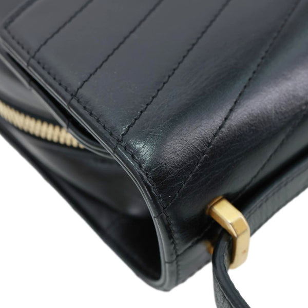 CHANEL Medal Flap Calfskin Chevron Quilted Leather Shoulder Bag Black