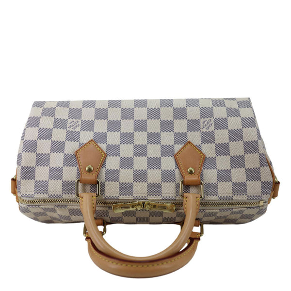 LOUIS VUITTON Speedy 30 Bandouliere Damier Azur Shoulder Bag White