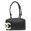 CHANEL Cambon Ligne Quilted Leather Bowler Tote Bag Black