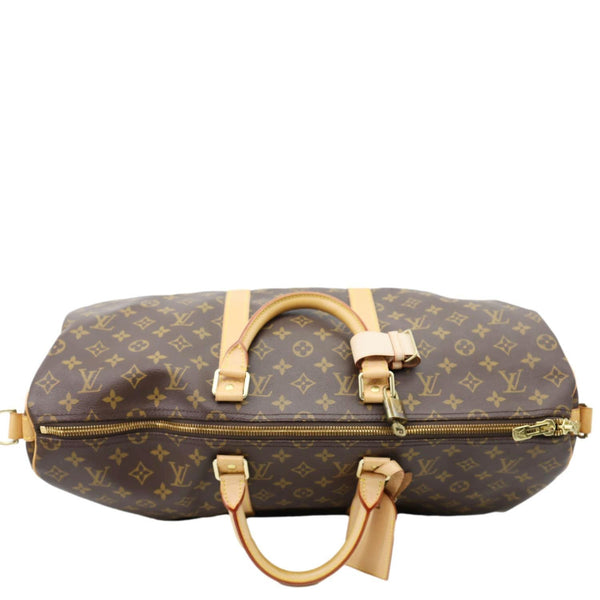 LOUIS VUITTON Keepall 50 Bandouliere Monogram Canvas Travel Bag Brown