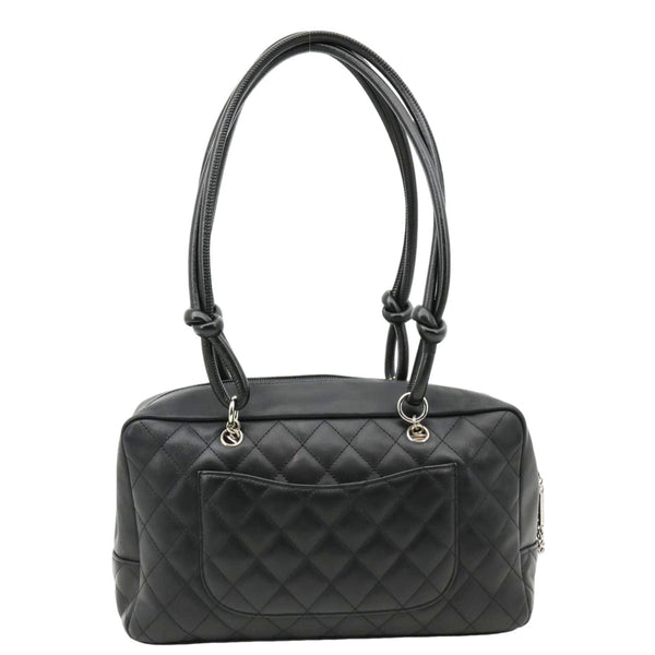 CHANEL Cambon Ligne Quilted Leather Bowler Tote Bag Black