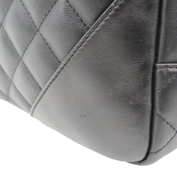CHANEL Cambon Ligne Quilted Leather Bowler Tote Bag Black