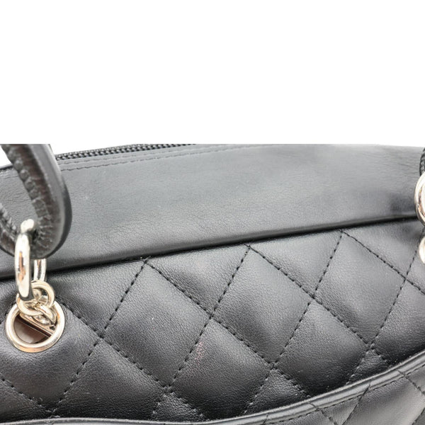 CHANEL Cambon Ligne Quilted Leather Bowler Tote Bag Black