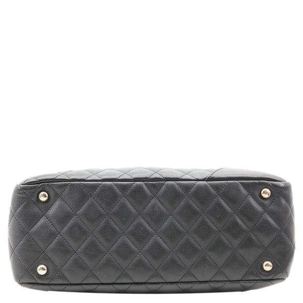 CHANEL Cambon Ligne Quilted Leather Bowler Tote Bag Black