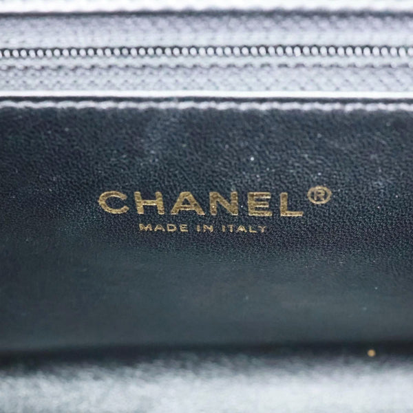 CHANEL Medal Flap Calfskin Chevron Quilted Leather Shoulder Bag Black