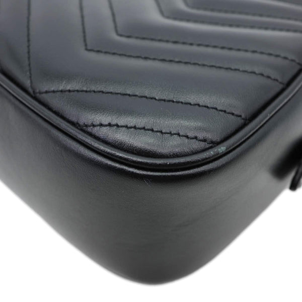 GUCCI GG Marmont Small Matelasse Chevron Leather Camera Bag Black 447632