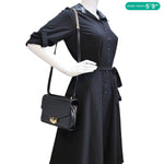 CHANEL Medal Flap Calfskin Chevron Quilted Leather Shoulder Bag Black
