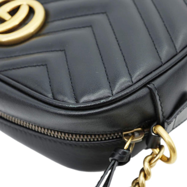 GUCCI GG Marmont Small Matelasse Chevron Leather Camera Bag Black 447632