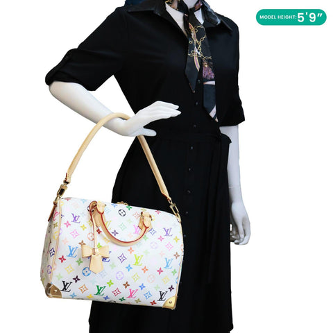 LOUIS VUITTON LV x TM Speedy 30 Bandouliere Monogram Multicolor Canvas Shoulder Bag White