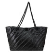BALENCIAGA Crush Large Quilted Calfskin Leather Tote Bag Black