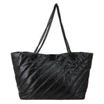 BALENCIAGA Crush Large Quilted Calfskin Leather Tote Bag Black