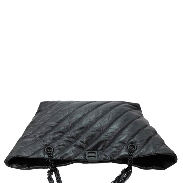 BALENCIAGA Crush Large Quilted Calfskin Leather Tote Bag Black