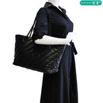 BALENCIAGA Crush Large Quilted Calfskin Leather Tote Bag Black