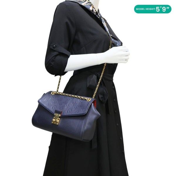 LOUIS VUITTON Saint Germain PM Monogram Empreinte Leather Shoulder Bag Marine