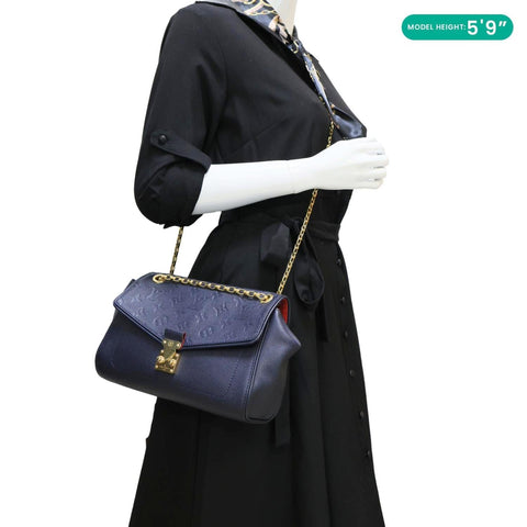 LOUIS VUITTON Saint Germain PM Monogram Empreinte Leather Shoulder Bag Marine