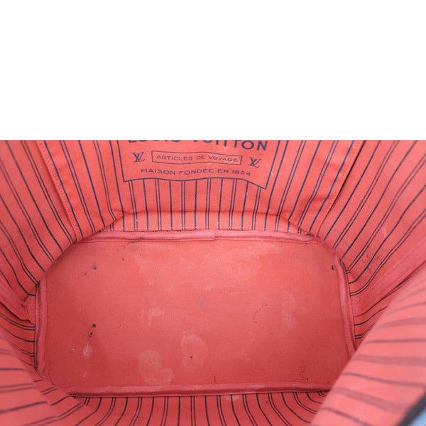 LOUIS VUITTON Neverfull MM Damier Ebene Tote Bag Red