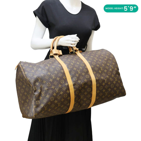 LOUIS VUITTON Keepall 60 Monogram Canvas Travel Bag Brown