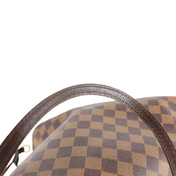 LOUIS VUITTON Neverfull MM Damier Ebene Tote Bag Red
