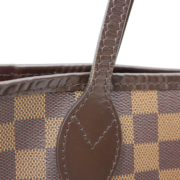 LOUIS VUITTON Neverfull MM Damier Ebene Tote Bag Red